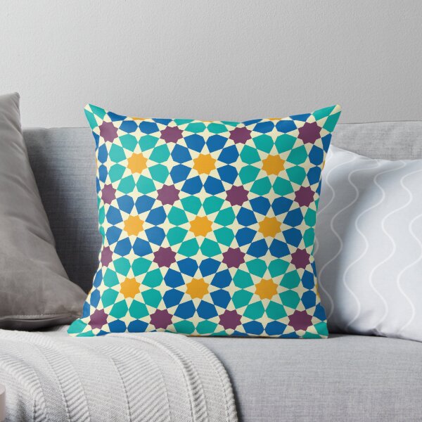 Moroccan pattern. Patchwork mosaic with traditional folk geometric ornament Throw Pillow