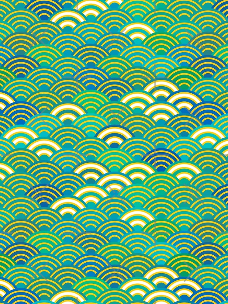 Seigaiha or seigainami abstract scales simple Spring Nature background with japanese circle by EkaterinaP