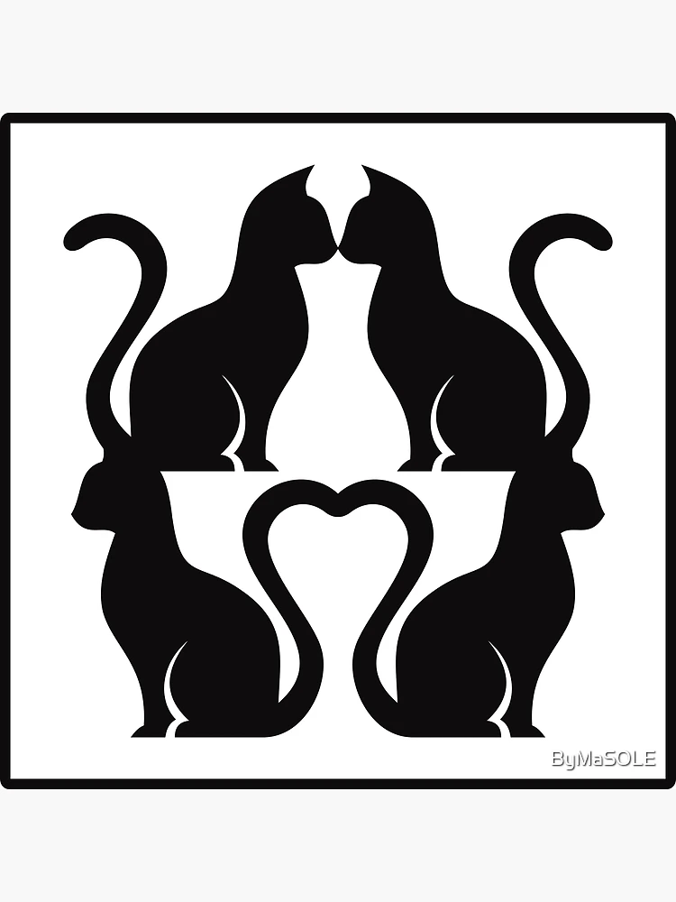 Photo about Silhouette of two black cats in love. Illustration of