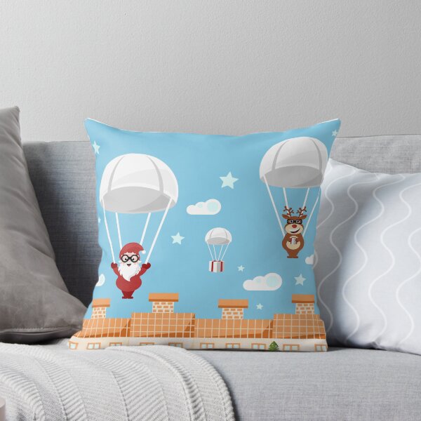 Item preview, Santa Claus and red nosed reindeer as parachutists designed and sold by SooperYela.