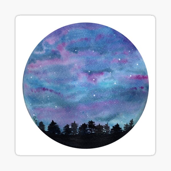 Aurora blue and Violet watercolor Sticker