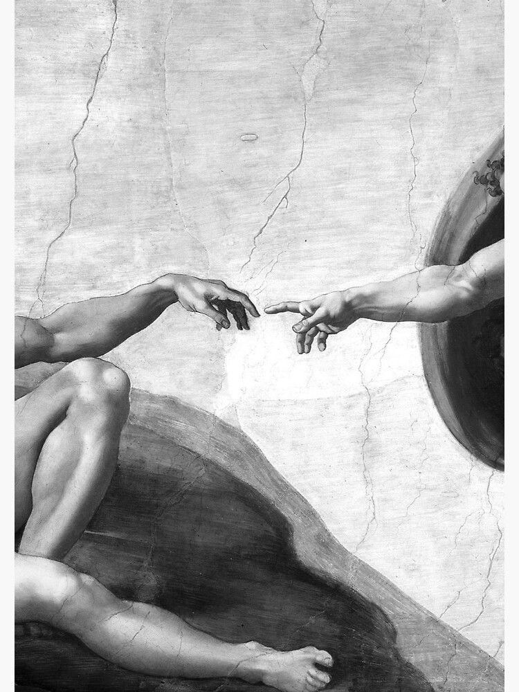 Black and White Creation of Adam Painting by Michelangelo Sistine Chapel by podartist