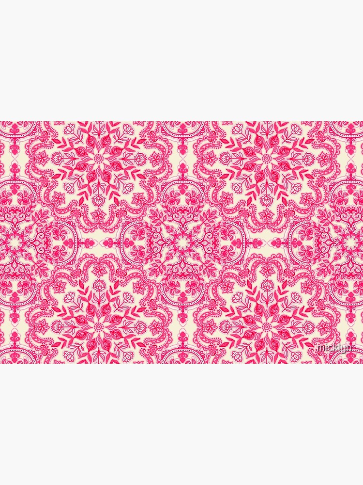 Hot Pink & Soft Cream Folk Art Pattern by micklyn