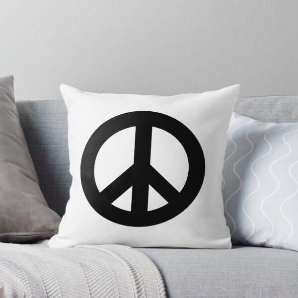 Black on White CND Peace Symbol Throw Pillow