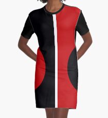 60s Mod | Red & Black Circle Mondrian Graphic T-Shirt Dress
