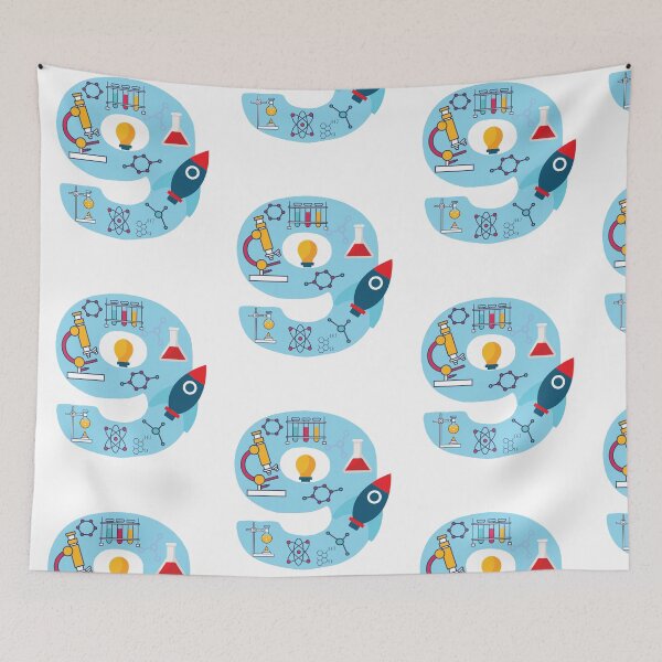 Item preview, Youth Blue Number #9 Years Old print Science Birthday Kids designed and sold by doodabobs.
