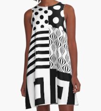 60s Mod Patterns | Black & White Blocks A-Line Dress