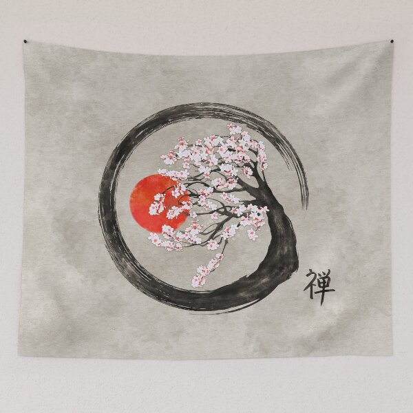 Item preview, Zen Enso Circle and Sakura Tree on Canvas designed and sold by k9printart.