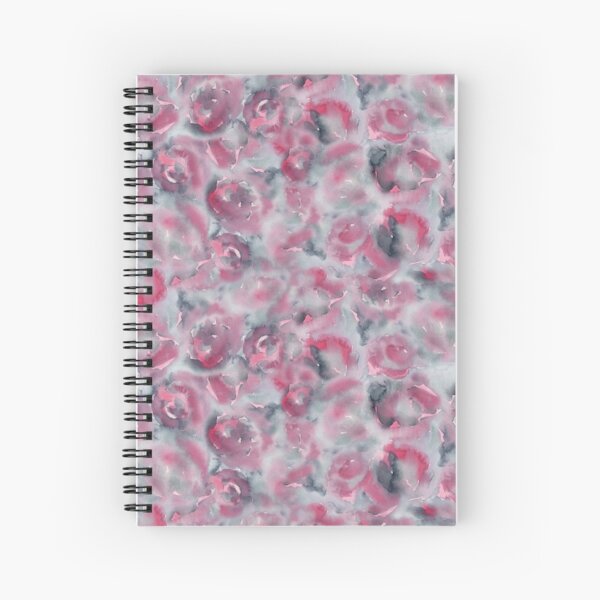 slate gray watercolor roses pattern Spiral Notebook