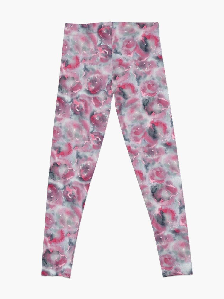Alternate view of slate gray watercolor roses pattern Leggings