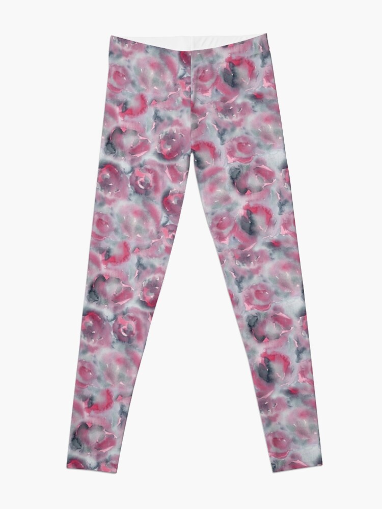 Alternate view of slate gray watercolor roses pattern Leggings