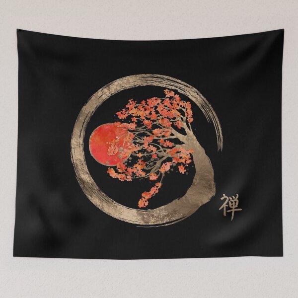 Item preview, Zen Enso Circle and Golden Sakura Tree designed and sold by k9printart.