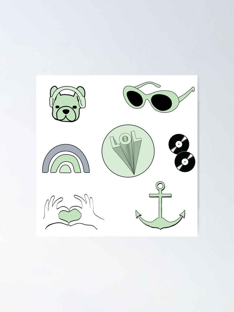  Light  Green  Aesthetic Sticker  Pack Poster by The Goods 