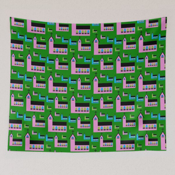 Item preview, Pink Church buildings in a pattern designed and sold by M-Lorentsson.