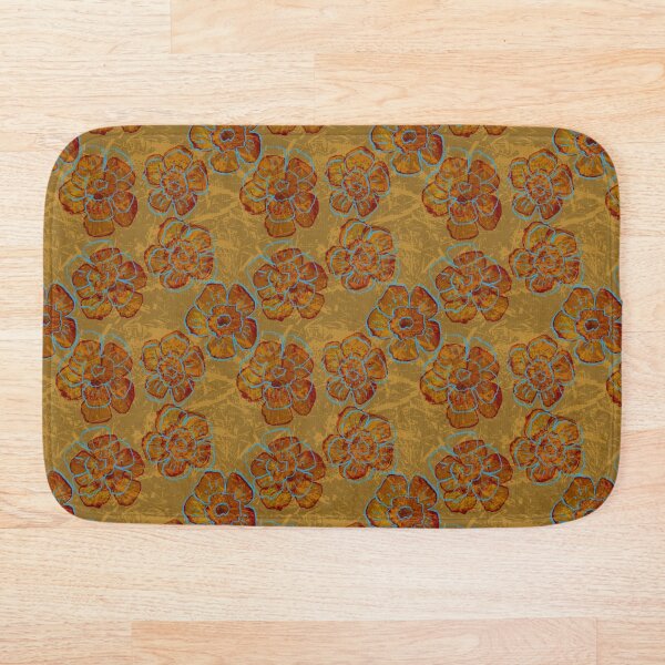 Vintage Floral Old Gold Bath Mat