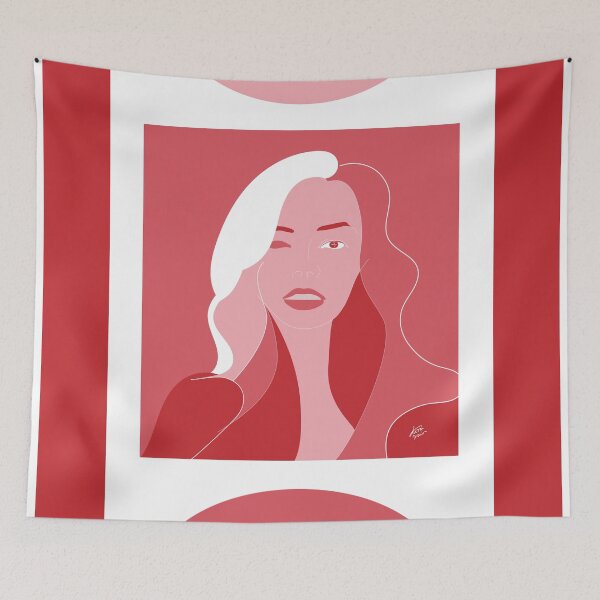 Artikelvorschau, Woman #illustration #portrait #abstract #beauty #art #red #pink #buyart #redbubble #artstyle entworfen und verkauft von Kirovair.
