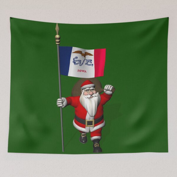 Item preview, Santa Claus With Flag Of Iowa designed and sold by Mythos57.