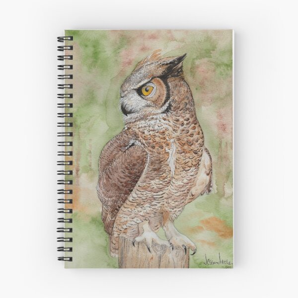 Item preview, The Listener (Bubo Virginianus) Watercolor Great Horned Owl  designed and sold by bluejayknits.