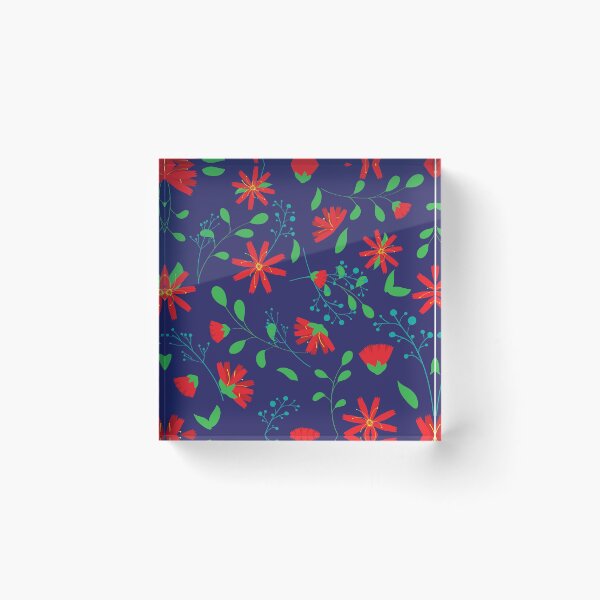 Item preview, flowers and leaves on blue background designed and sold by studioMoSa.