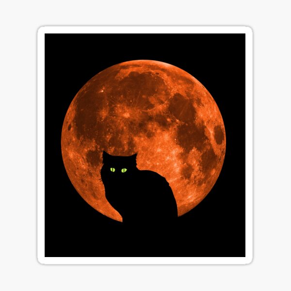 Black Cat | Full Blood Moon | Halloween Sticker