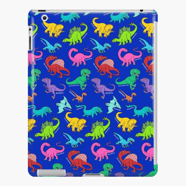 Dinosaurs rainbow pattern blue background iPad Snap Case
