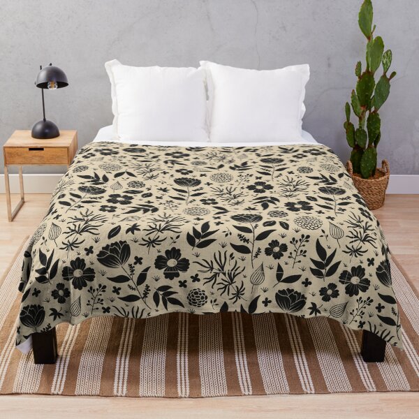 Item preview, Black & beige flower garden pattern designed and sold by HannaPaulina.