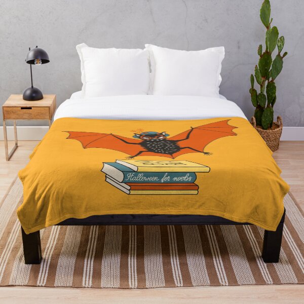 Bat granny in the library Throw Blanket