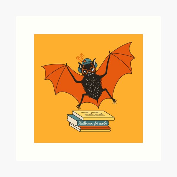 Bat granny in the library Art Print
