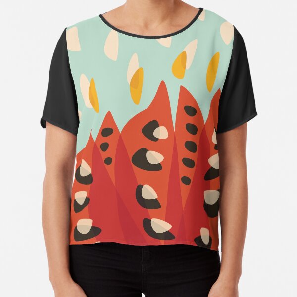 Abstract Red Tulip Flower In Spring Chiffon Top