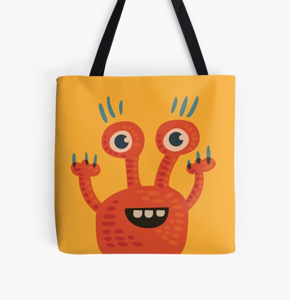 Cute Orange Monster Is Funny Too All Over Print Tote Bag