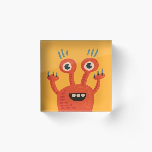 Cute Orange Monster Is Funny Too Acrylic Block