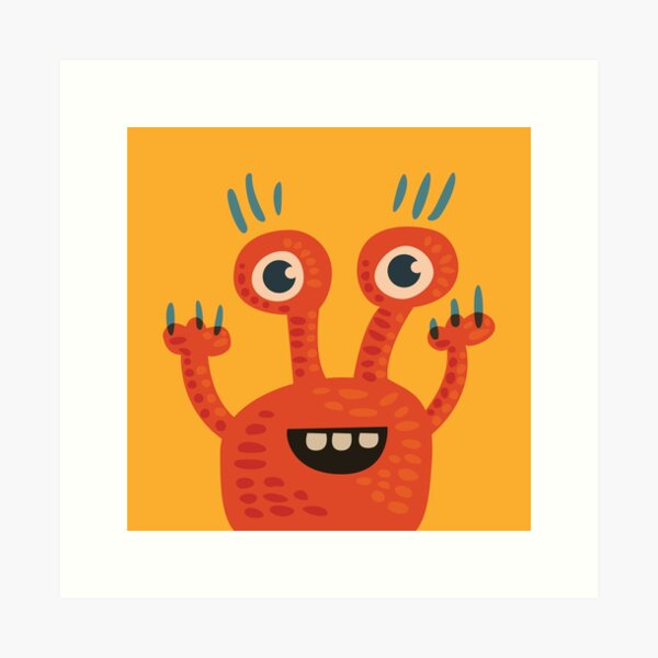 Cute Orange Monster Is Funny Too Art Print