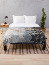 Soft Blue Gradient Cubes Throw Blanket