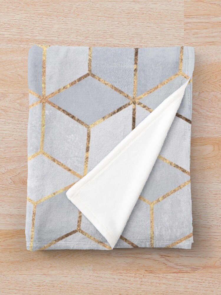 Alternate view of Soft Blue Gradient Cubes Throw Blanket