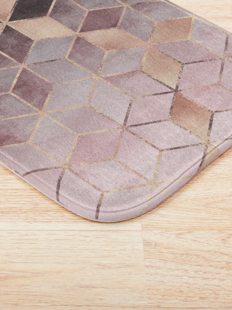 Alternate view of Pink And Grey Gradient Cubes Bath Mat