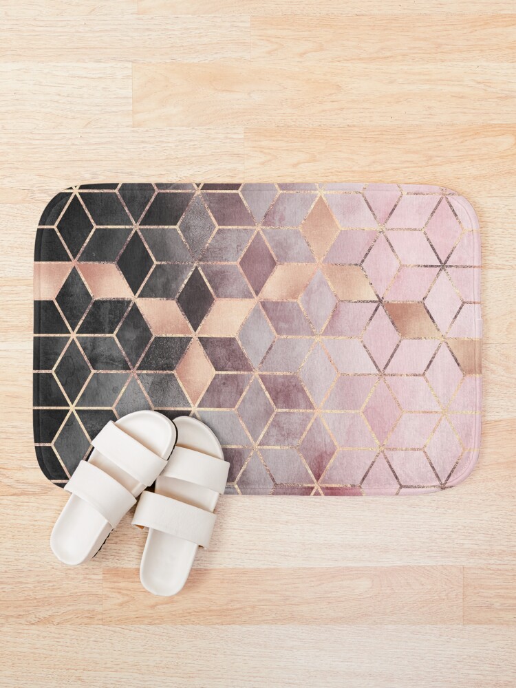 Alternate view of Pink And Grey Gradient Cubes Bath Mat