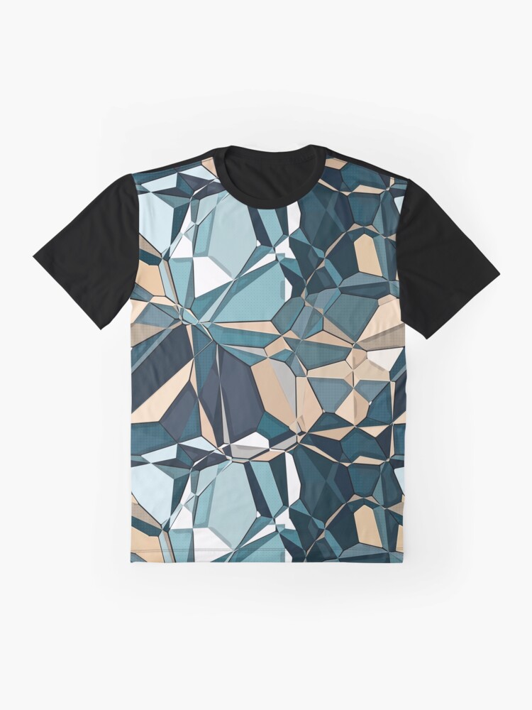 Alternate view of Turquoise And Tan Geometric Pattern Graphic T-Shirt