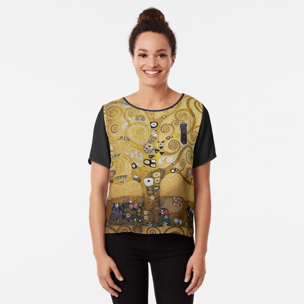 Gustav Klimt Owl in a Tree Chiffon Top