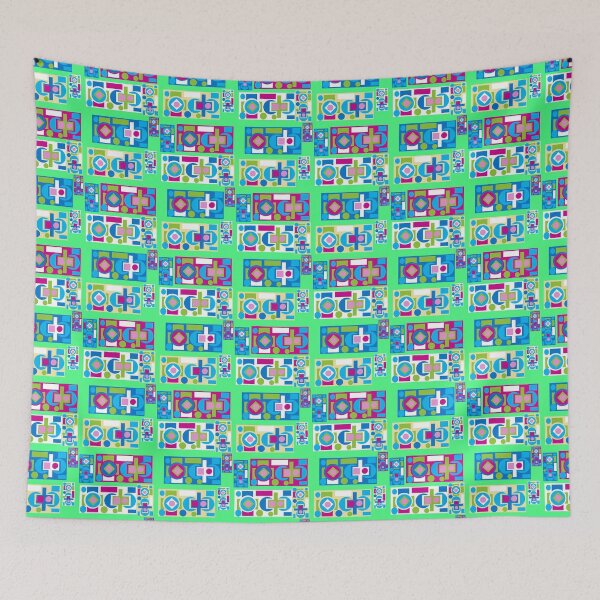 Item preview, symmetric shapes with deep pink and blue designed and sold by M-Lorentsson.