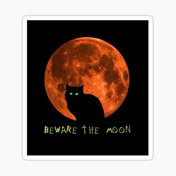 Black Cat | Beware The Moon | Halloween Sticker