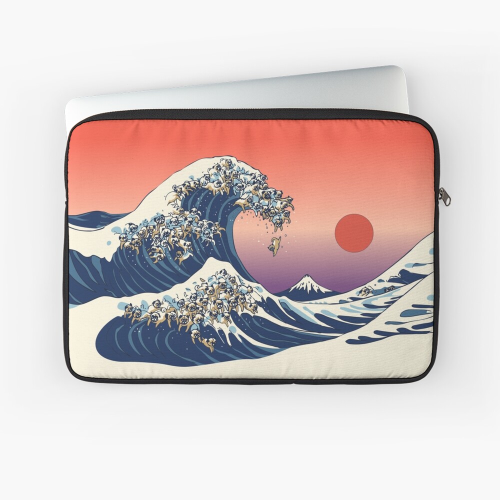 The Great Wave of Pug Laptop Sleeve