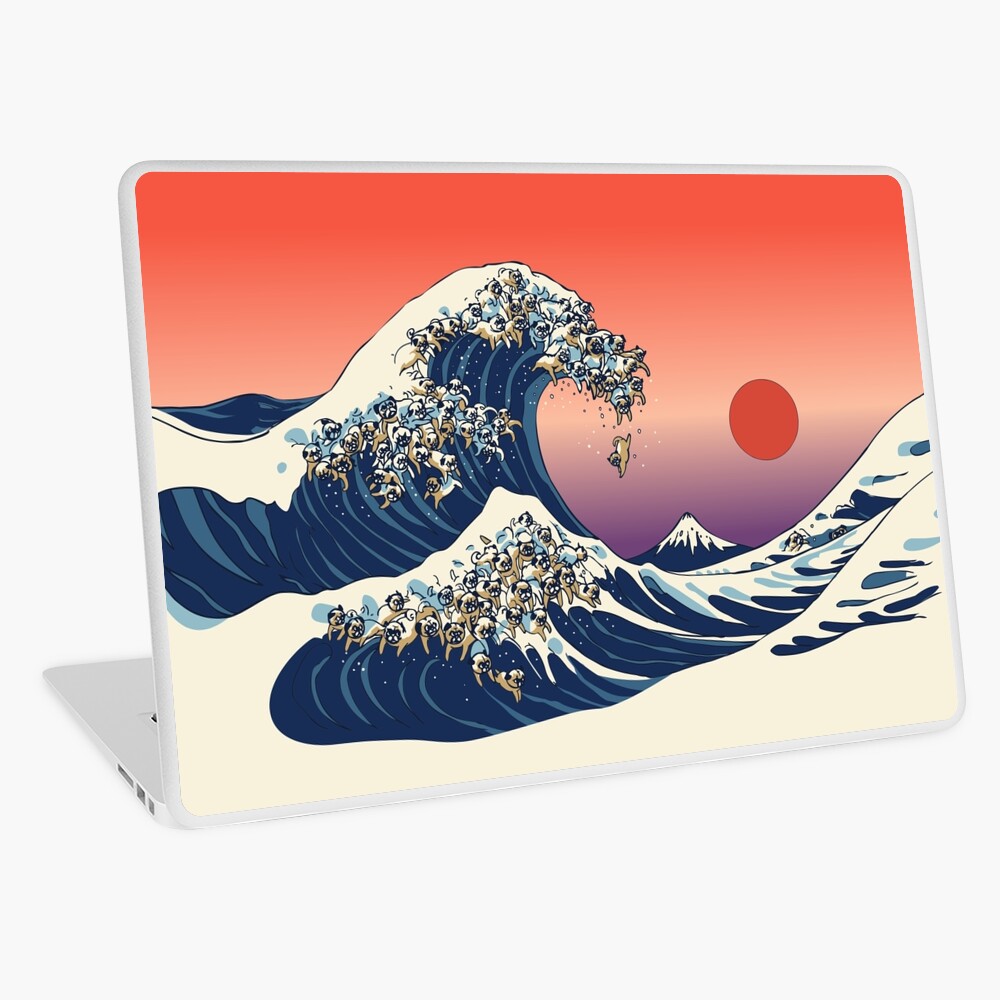 The Great Wave of Pug Laptop Skin