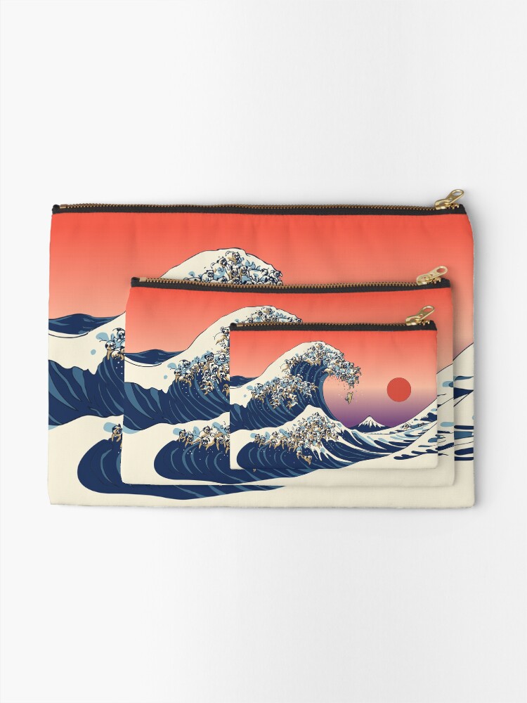 Alternate view of The Great Wave of Pug Zipper Pouch