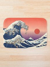 The Great Wave of Pug Bath Mat