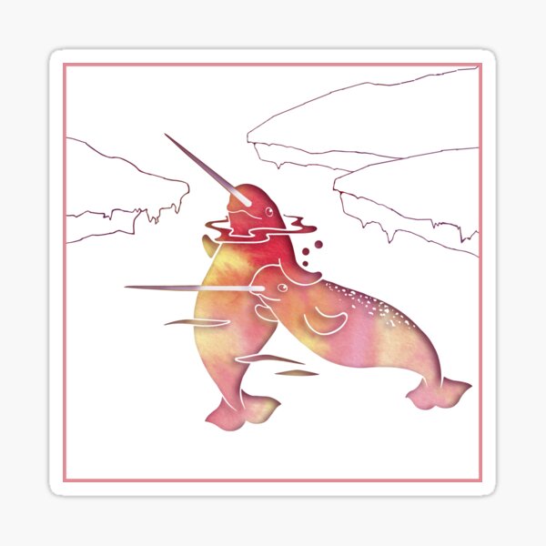 Peach Sea Narwhal Sticker