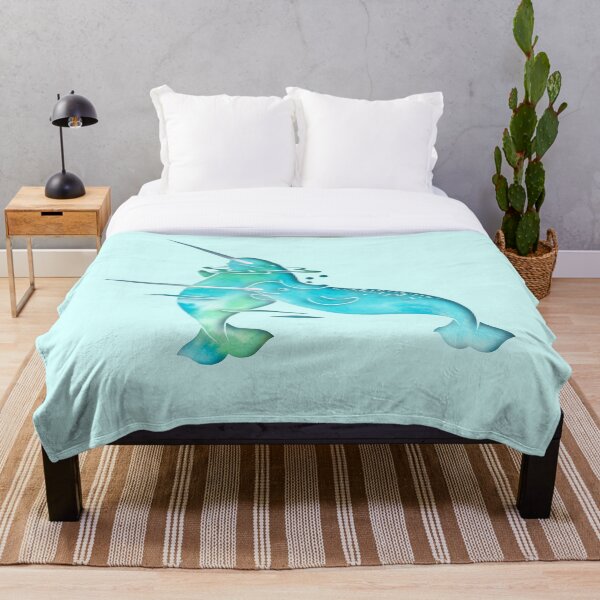 Aqua Sea Narwhal Throw Blanket