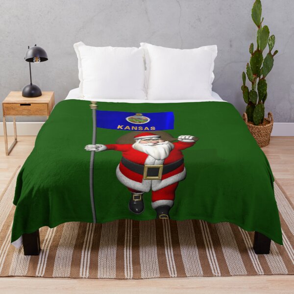 Aperçu de l'œuvre Santa Claus With Flag Of Kansas créée et vendue par Mythos57.