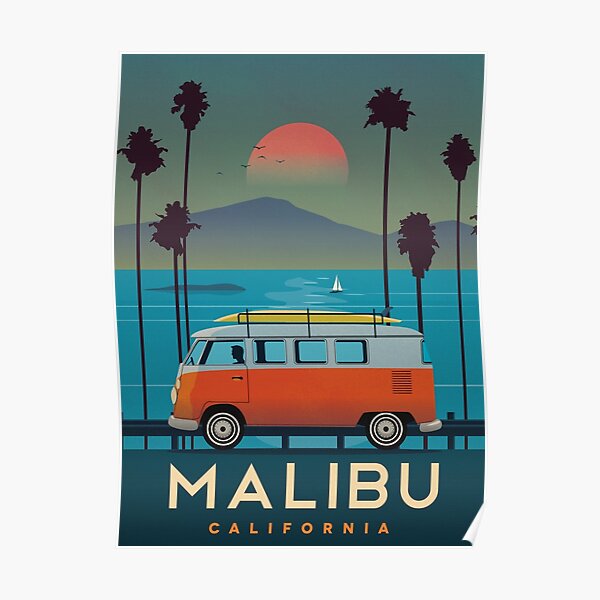 Vintage Airline Travel Poster - Malibu Poster