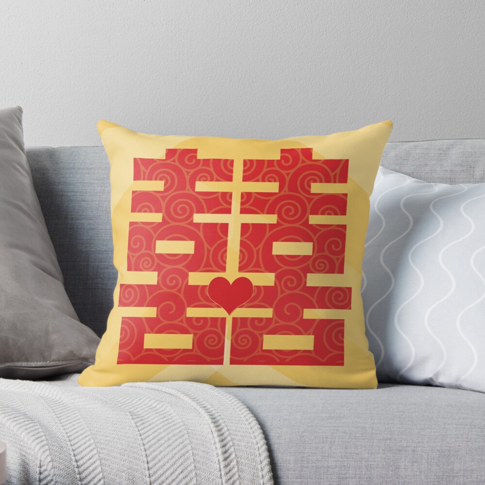 double happiness Throw Pillow