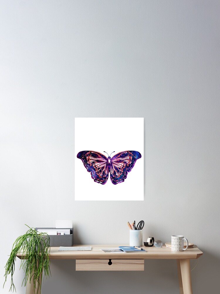 Download Layered Watercolor Space Butterfly Wings Poster By Alaskagirl Redbubble